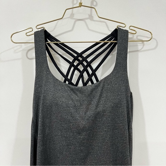 Lululemon Wild Tank Size 8 Heathered Black Strappy Back Sports Bra - Picture 6 of 16